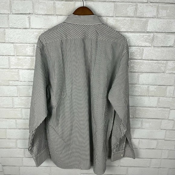 Mens XXL Billy Reid Slim Cut Vertical Thin Stripes Embroidered Logo LS/BD Shirt - Picture 5 of 9
